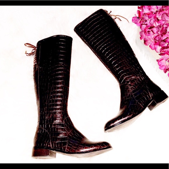 ANTONIO MELANI Eastyn Brown Croc Riding Boot - Picture 2 of 8